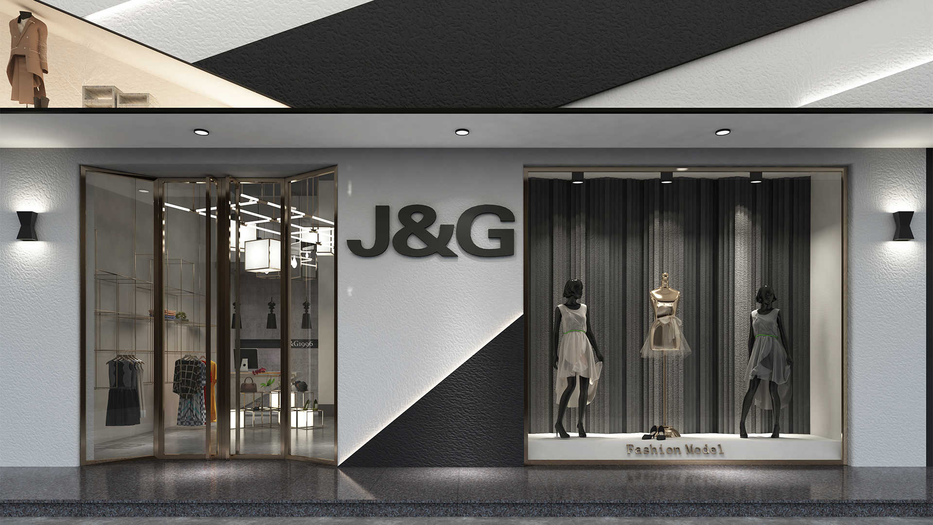 女装店门头装修项目 板材型号:HN9003，HN9005